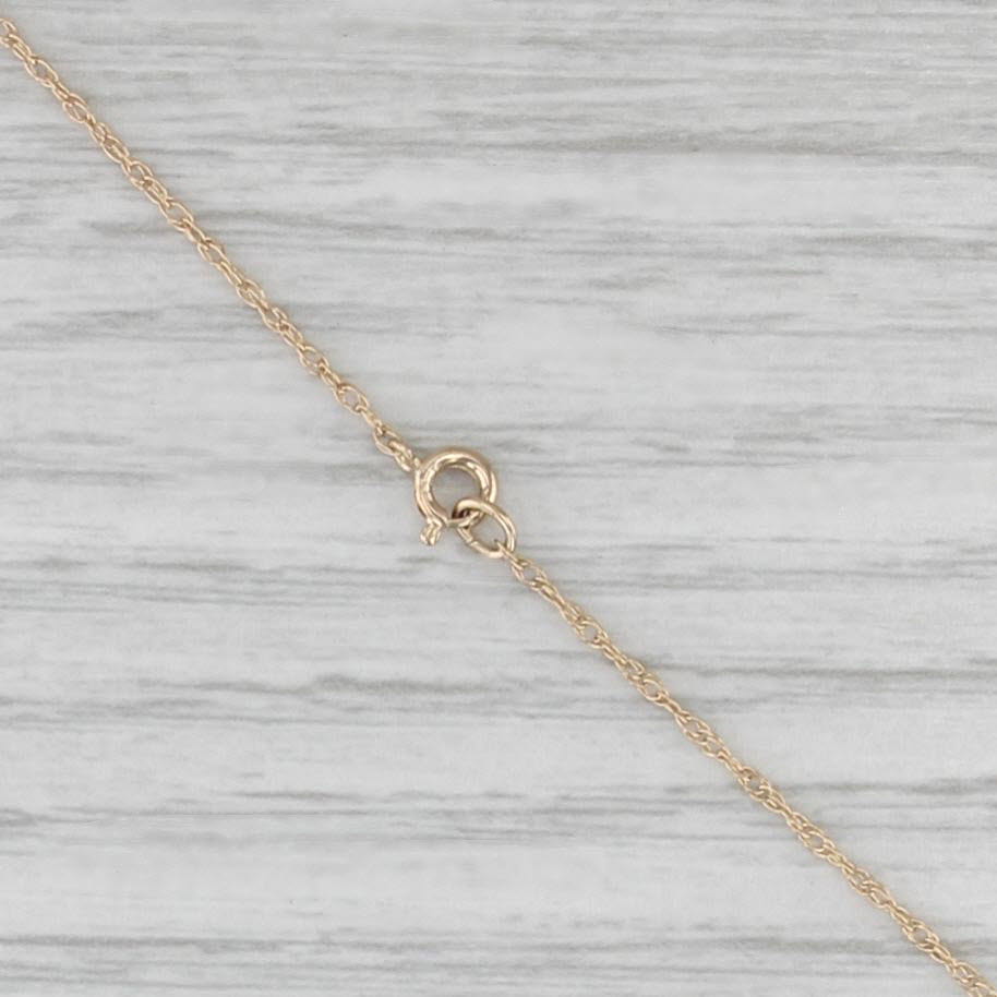 Small Round Diamond Solitaire Pendant Necklace 14k Yellow Gold 16.5" Rope Chain
