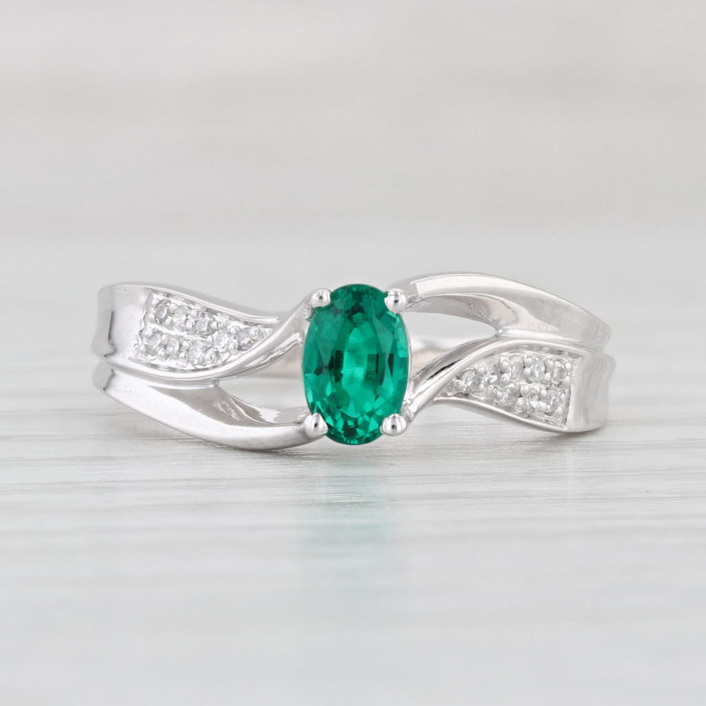 Light Gray 0.56ctw Lab Created Emerald Diamond Ring 10k White Gold Size 6.75 Engagement