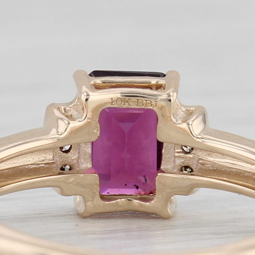 Light Gray 0.90ctw Rhodolite Garnet Diamond Ring 10k Yellow Gold Size 5