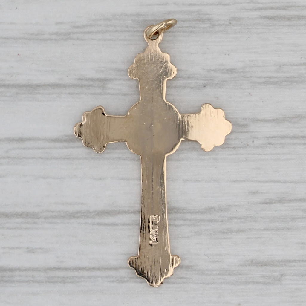 Gray Celtic Cross Pendant 14k Yellow Gold