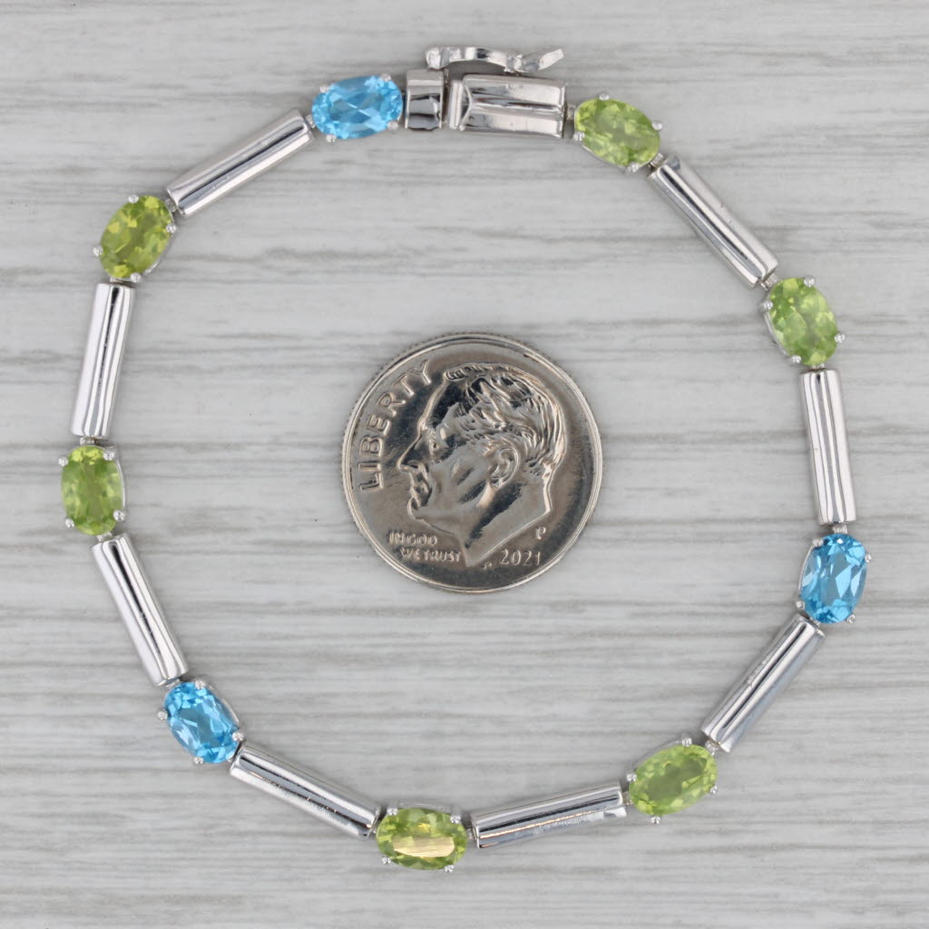 Gray 4.60ctw Peridot Topaz 14k White Gold 6.25" Bracelet