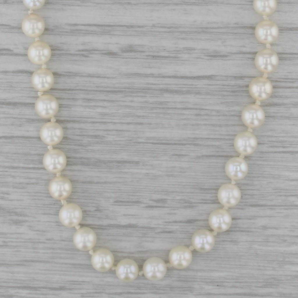 Vintage Cultured Pearl Single Strand Necklace 14k Gold 27" 5.1-5.4mm