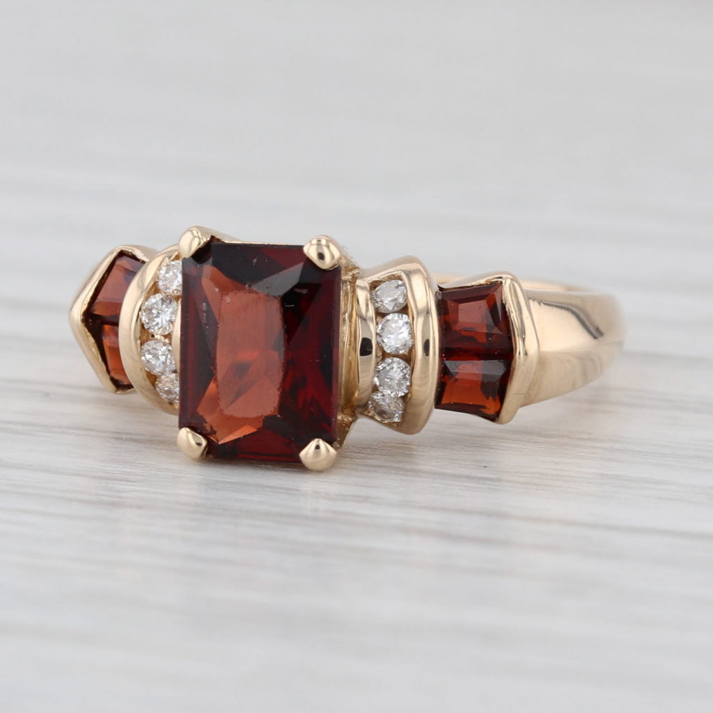 2.03ctw Garnet Diamond Ring 14k Yellow Gold Size 7