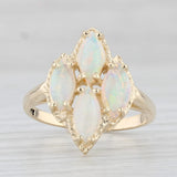 Light Gray Colorful Opal Cluster Ring 14k Yellow Gold Size 6