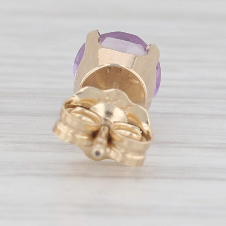 Light Gray 0.90ctw Round Amethyst Solitaire Stud Earrings 14k Yellow Gold