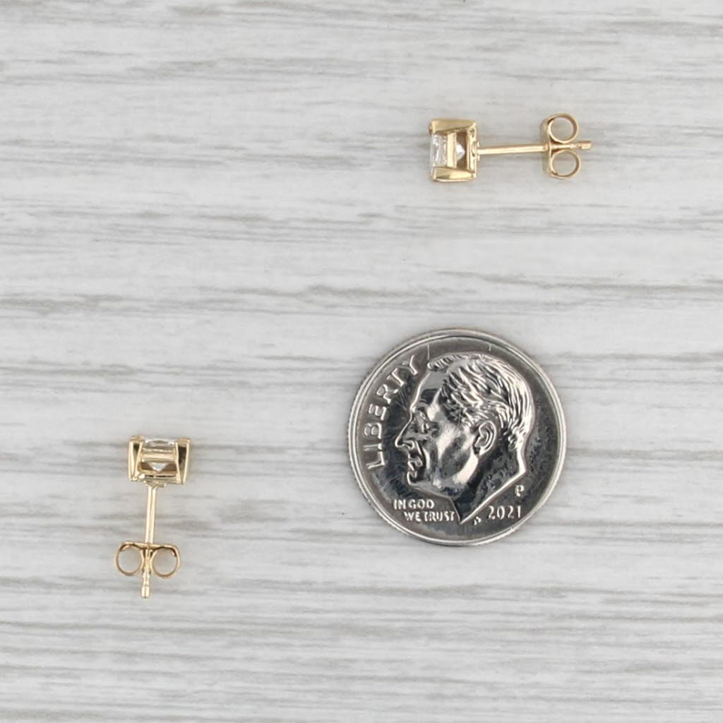 0.52ctw Diamond Princess Stud Earrings 14k Yellow Gold Solitaire Studs
