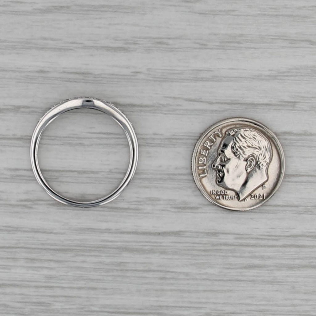 0.15ctw Diamond Contoured Wedding Band 14k White Gold Stackable Ring Size 7