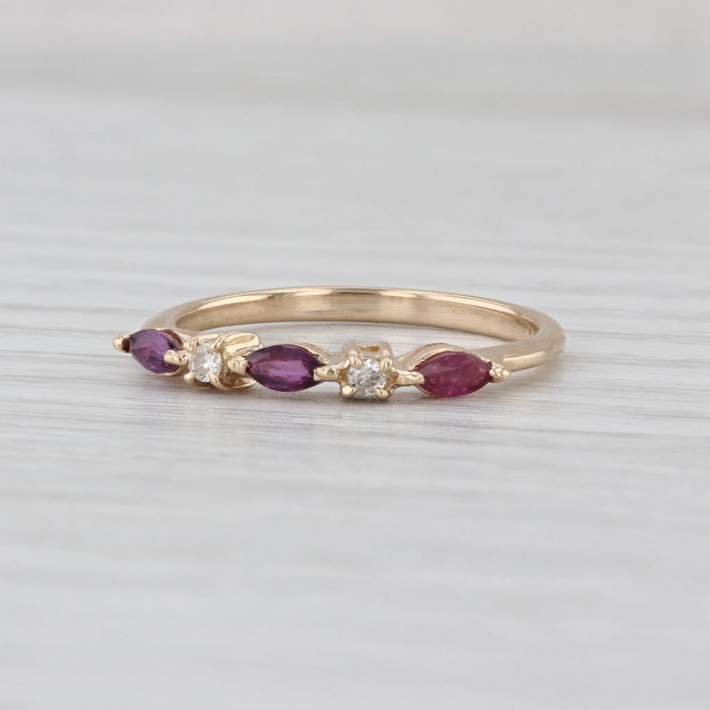 0.31ctw Ruby Diamond Ring 14k Yellow Gold Stackable Wedding Band Size 6