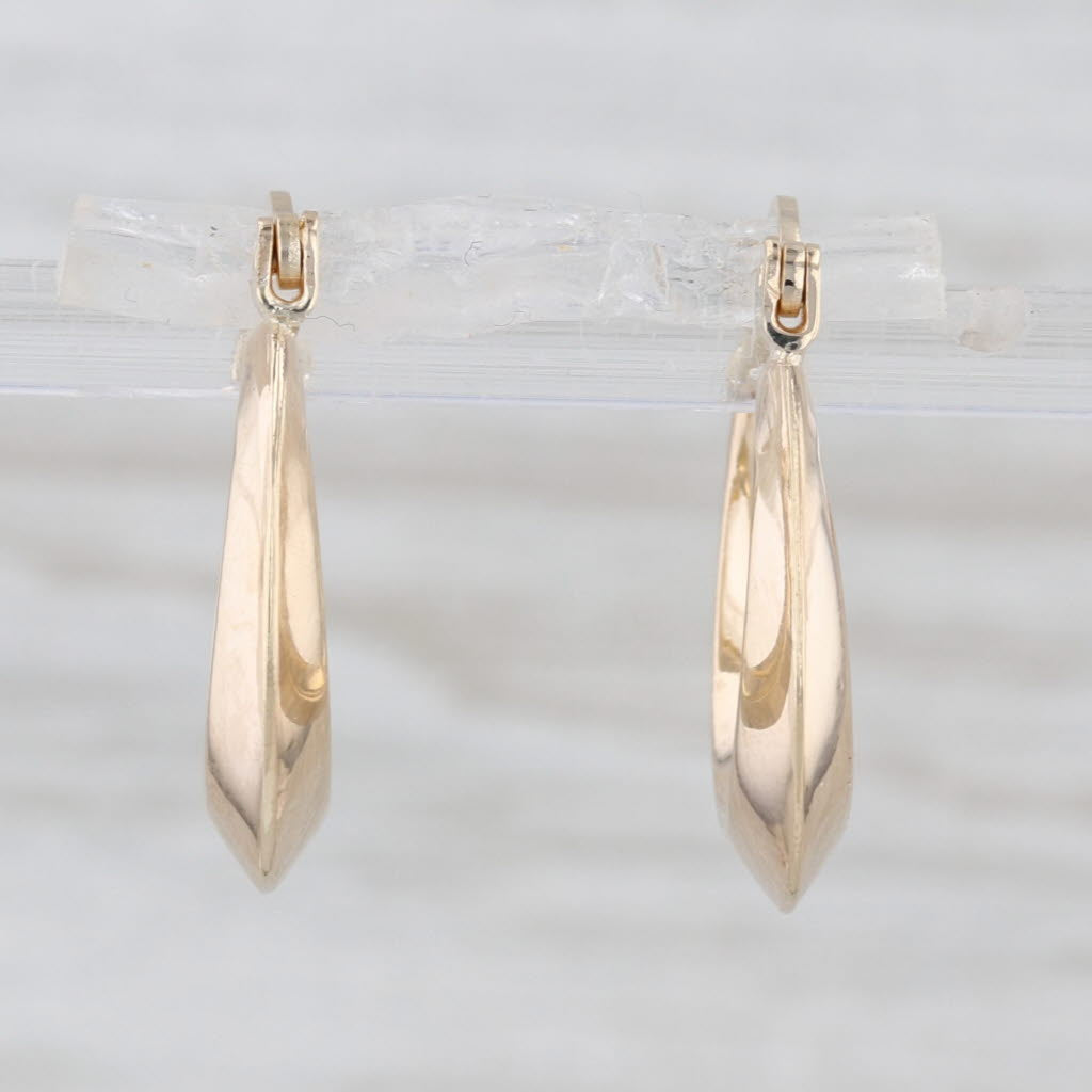 Beveled Hoop Earrings 14k Yellow Gold Snap Top Round Hoops 20.2 x 3.6 mm