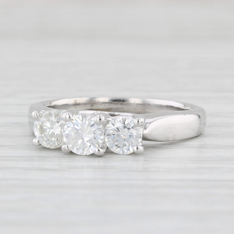 Light Gray 0.87ctw Round 3-Stone Engagement Ring 14k White Gold Size 7