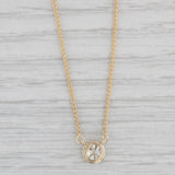 New 1.02ct Diamond Solitaire Pendant Necklace 14k Yellow Gold 16" Wheat Chain
