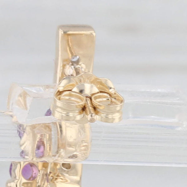 0.83ctw Amethyst Diamond Journey Drop Earrings 10k Yellow Gold
