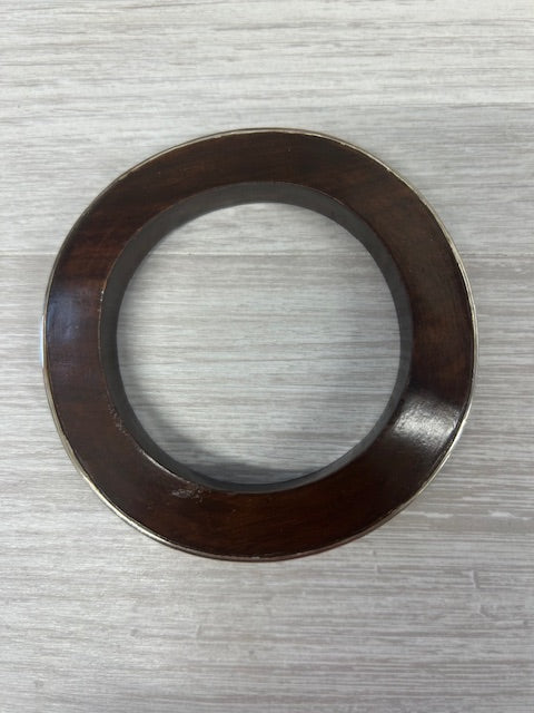 Silpada Wavy Rosewood Bangle Bracelet w/ Pouch Sterling Silver Wood 7.75" B1662