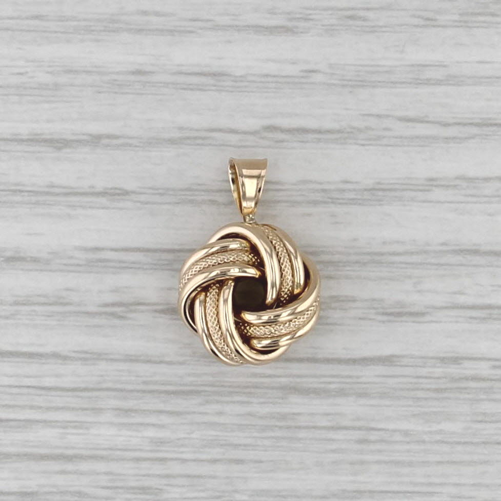 Vintage Love Knot Pendant 14k Yellow Gold Italian