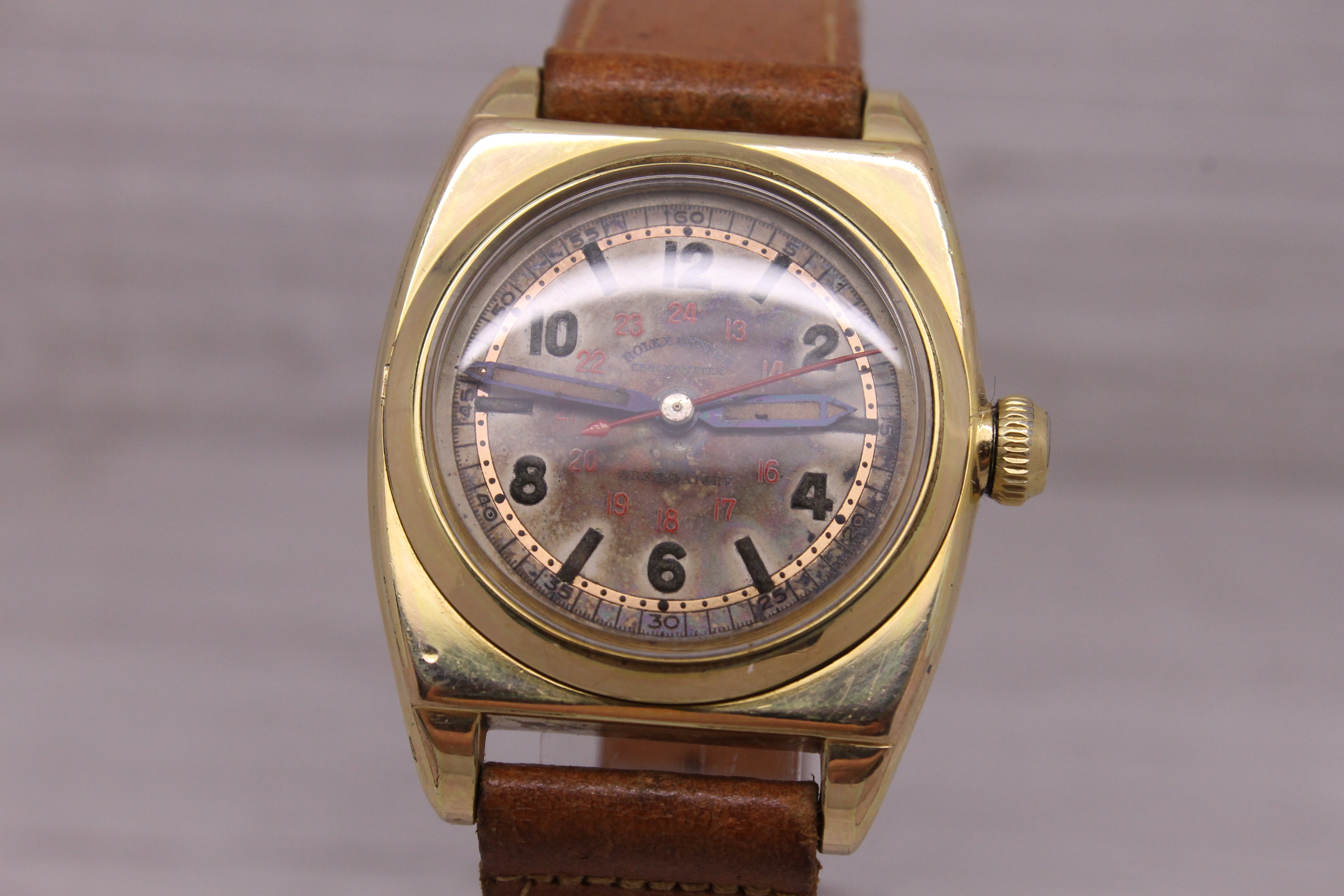 Light Slate Gray Vintage 1940's Rolex Observatory Chronometer ref.3116 30mm Watch = ORIGINAL DIAL