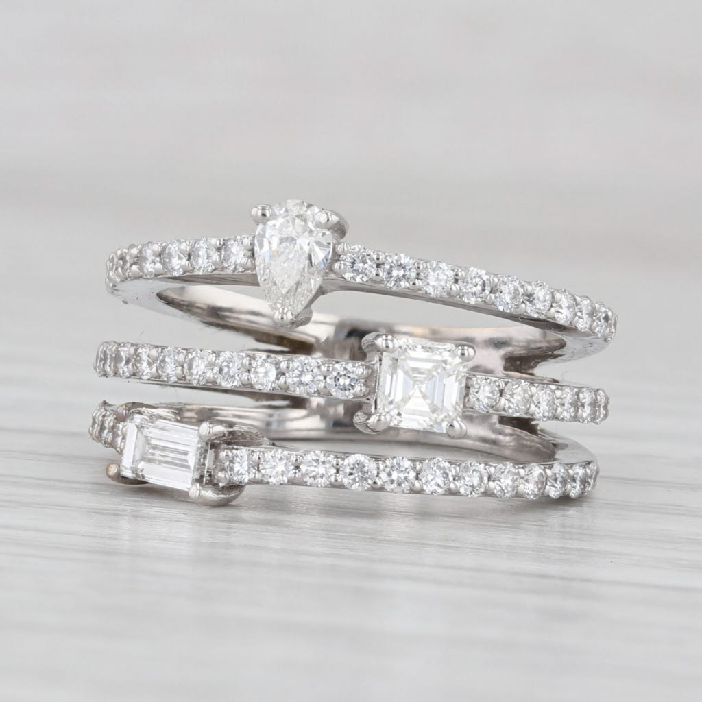 Penny Preville 1.14ctw Diamond Orbit 3-Band Ring 18k White Gold Size 6