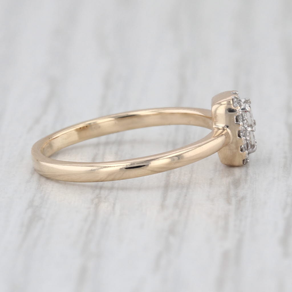 0.22ctw Diamond 2-Stone Halo Ring 10k Yellow Gold Size 6