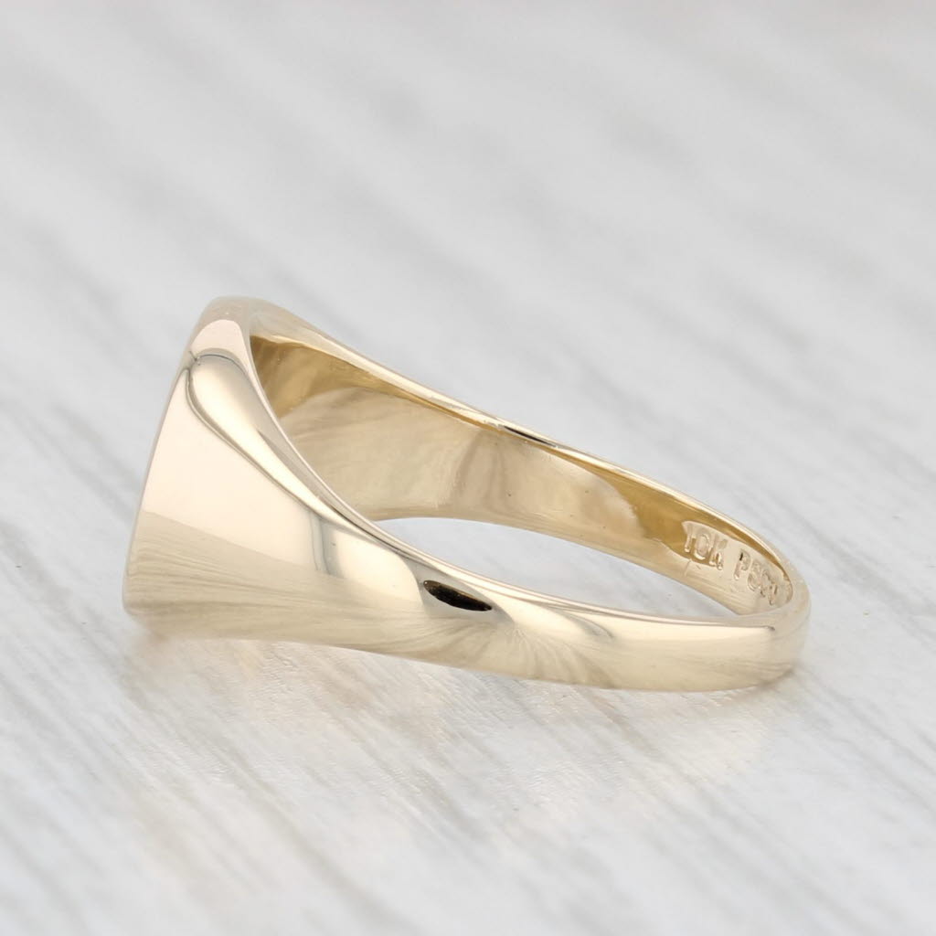 Light Gray Vintage Engravable Signet Ring 10k Yellow Gold Size 4.75 PSCo