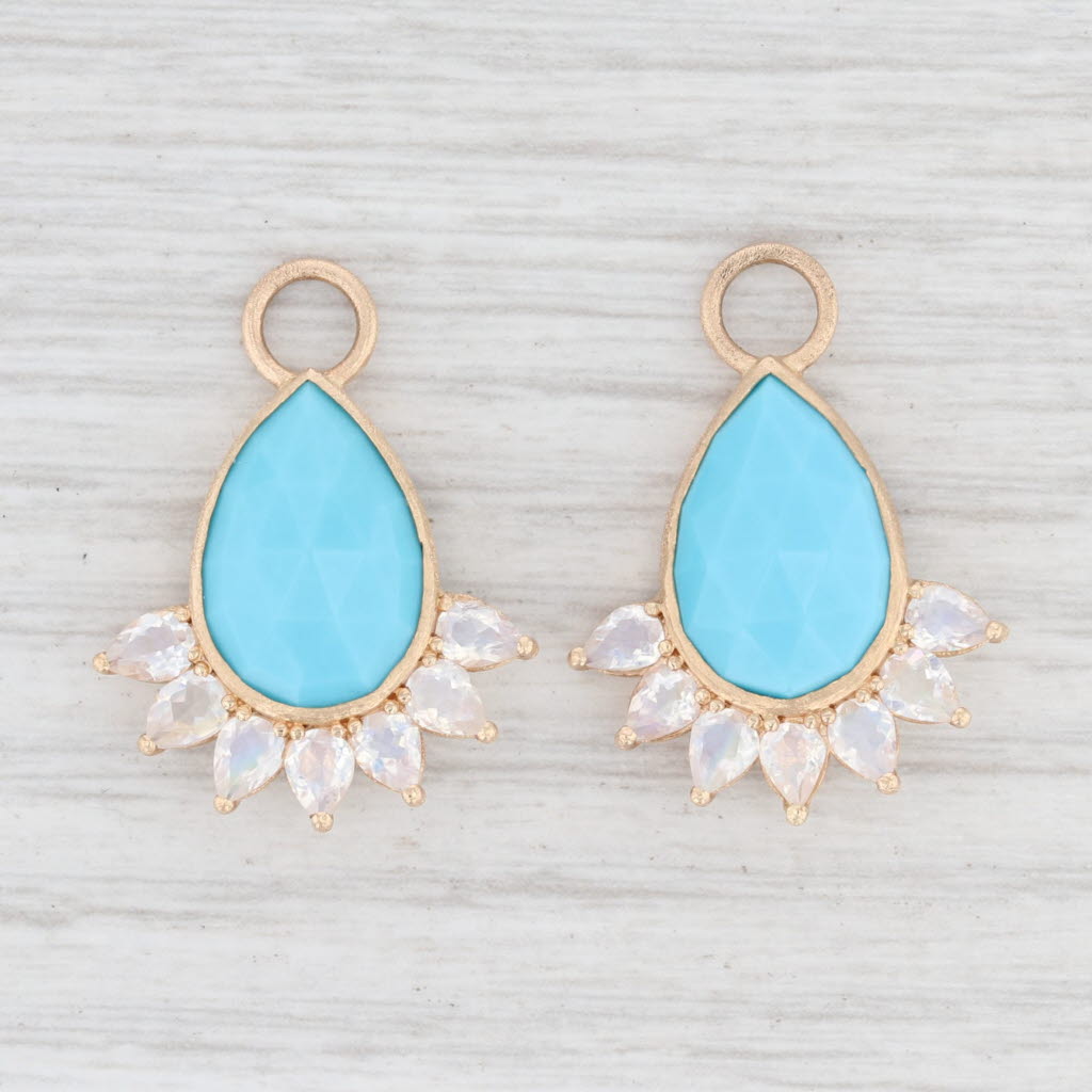 New Nina Wynn Earring Enhancer Charms Imitation Turquoise Moonstone 18k Gold