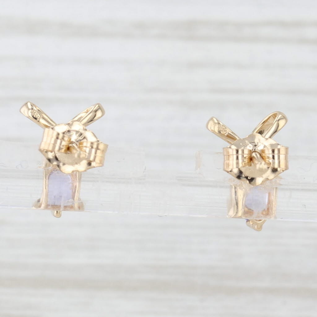 Light Gray 0.20ctw Tanzanite Stud Earrings 14k Yellow Gold Diamond Accents