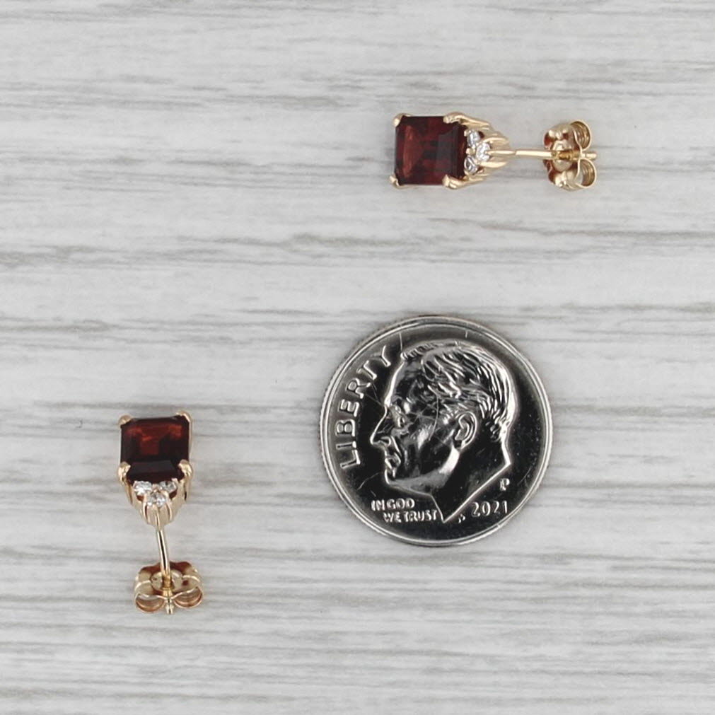 2.88ctw Garnet Diamond Stud Earrings 10k Yellow Gold Studs