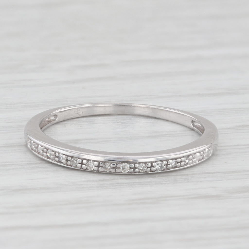 Light Gray Diamond Wedding Band 10k White Gold Size 6 stackable Ring