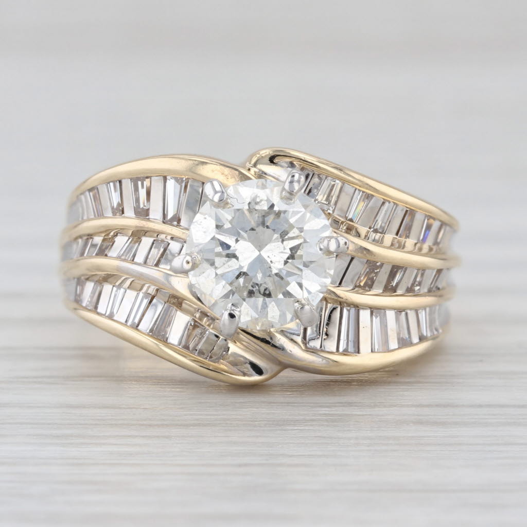 1.90ctw Round Diamond Engagement Ring Bridal Set 14k Yellow Gold Size 6.25