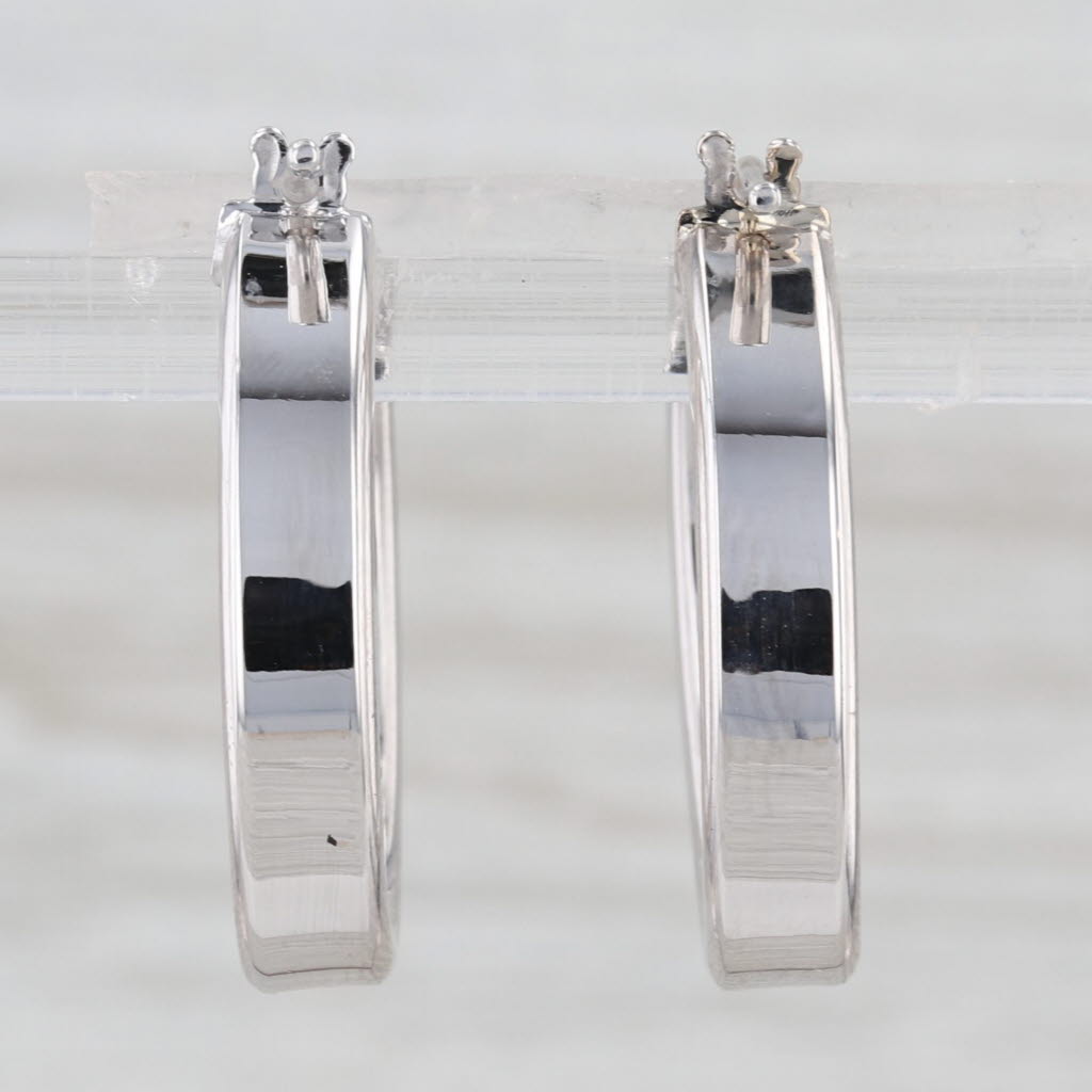Oval Hoop Earrings 14k White Gold Snap Top Posts Hoops
