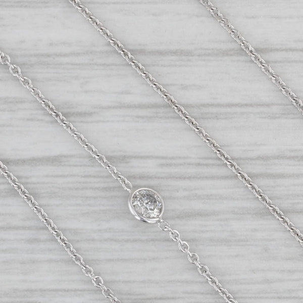 New 1.15ctw Diamond By The Yard Station Necklace 14k White Gold Adjustable Chain