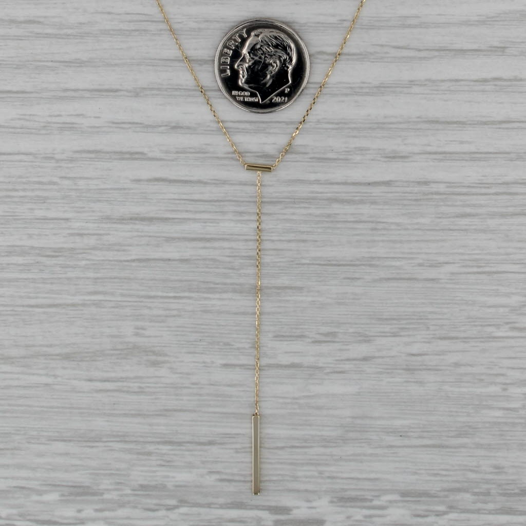 Bar Drop Pendant Necklace 14k Yellow Gold 16" 18" Cable Chain