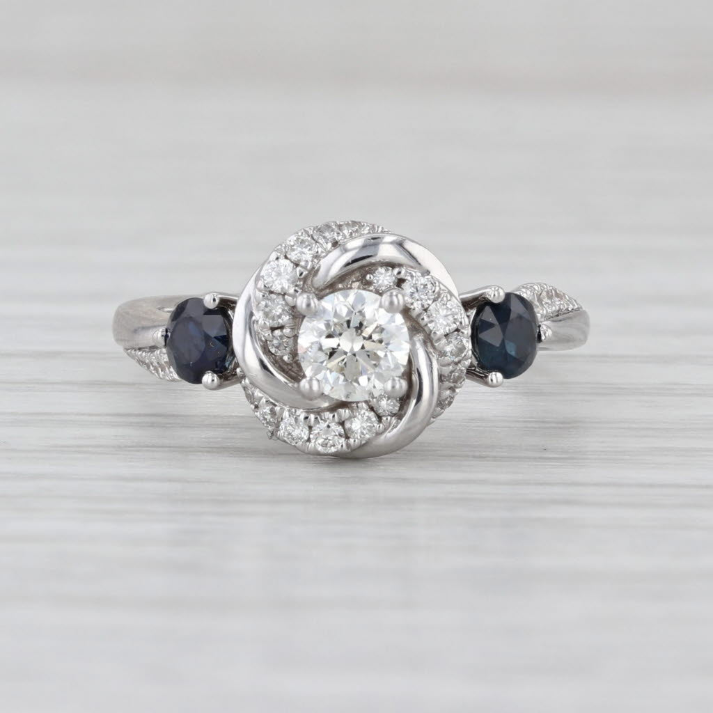 Vera Wang Love 1.06ctw Diamond Knot Sapphire Engagement Ring 14k White Gold