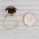 Gray Smoky Quartz Oval Solitaire Ring 10k Yellow Gold Size 8.75