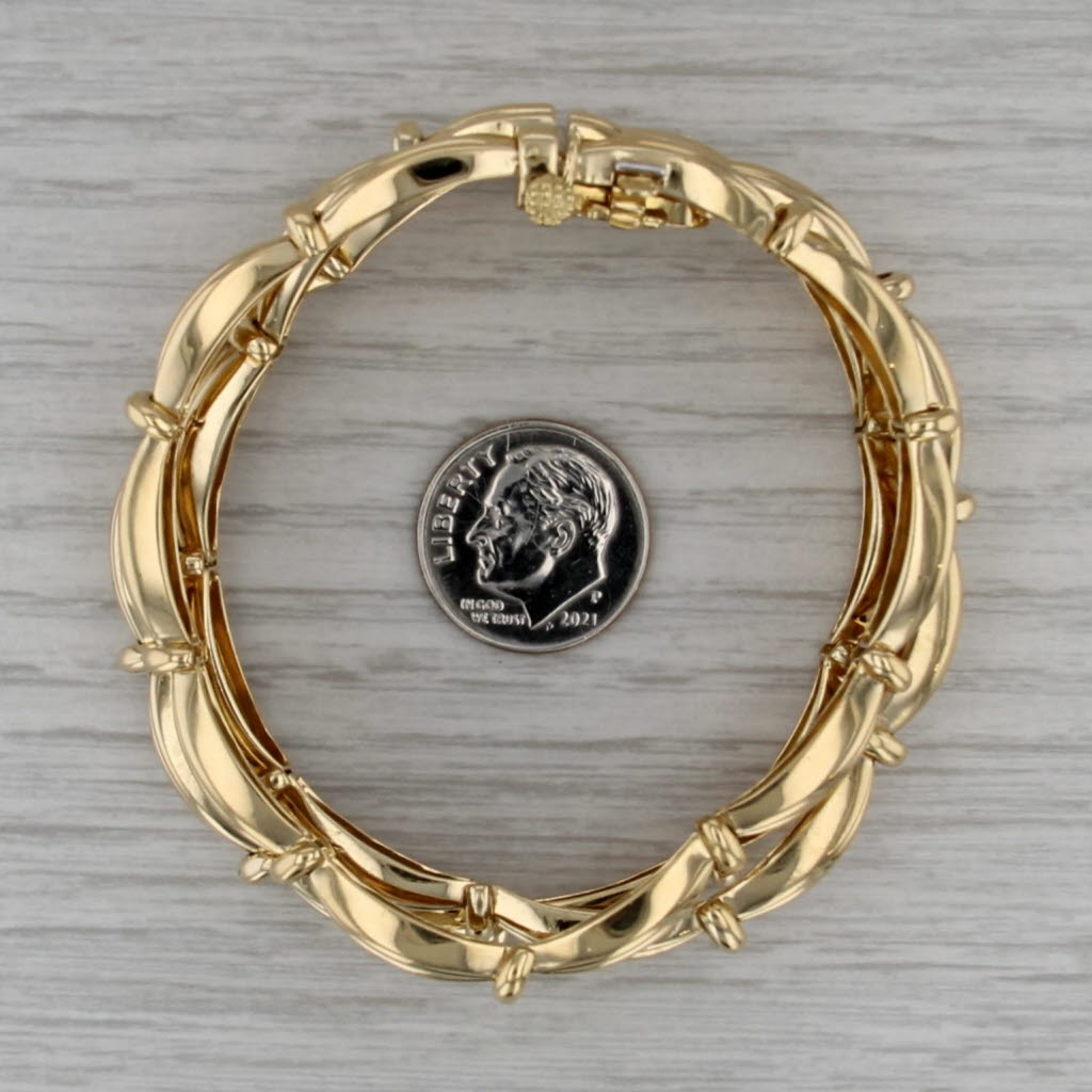 Vintage Tiffany 3-Row Bracelet 18k Yellow Gold w/ Box Magazine 7" 18mm