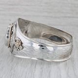 Ornate Floral Abalone Shell Cuff Bracelet Sterling Silver 14k Gold Statement