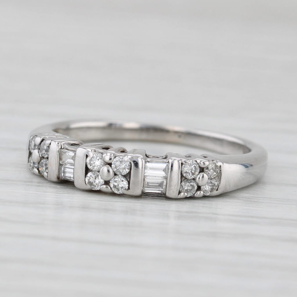 0.11ctw Diamond Wedding Band 14k White Gold Size 5.5 Stackable Anniversary Ring