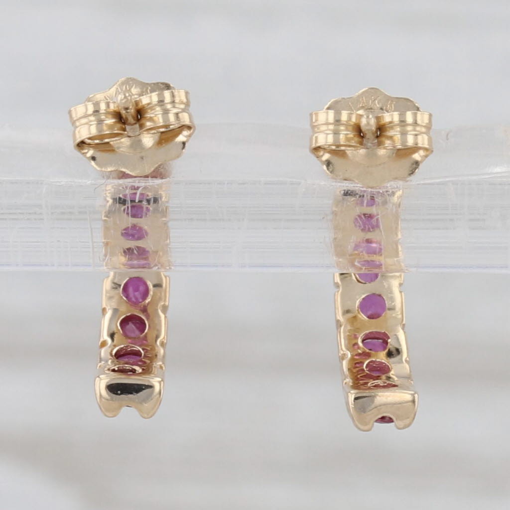 0.72ctw Ruby Half Hoop Earrings 14k Yellow Gold Drops
