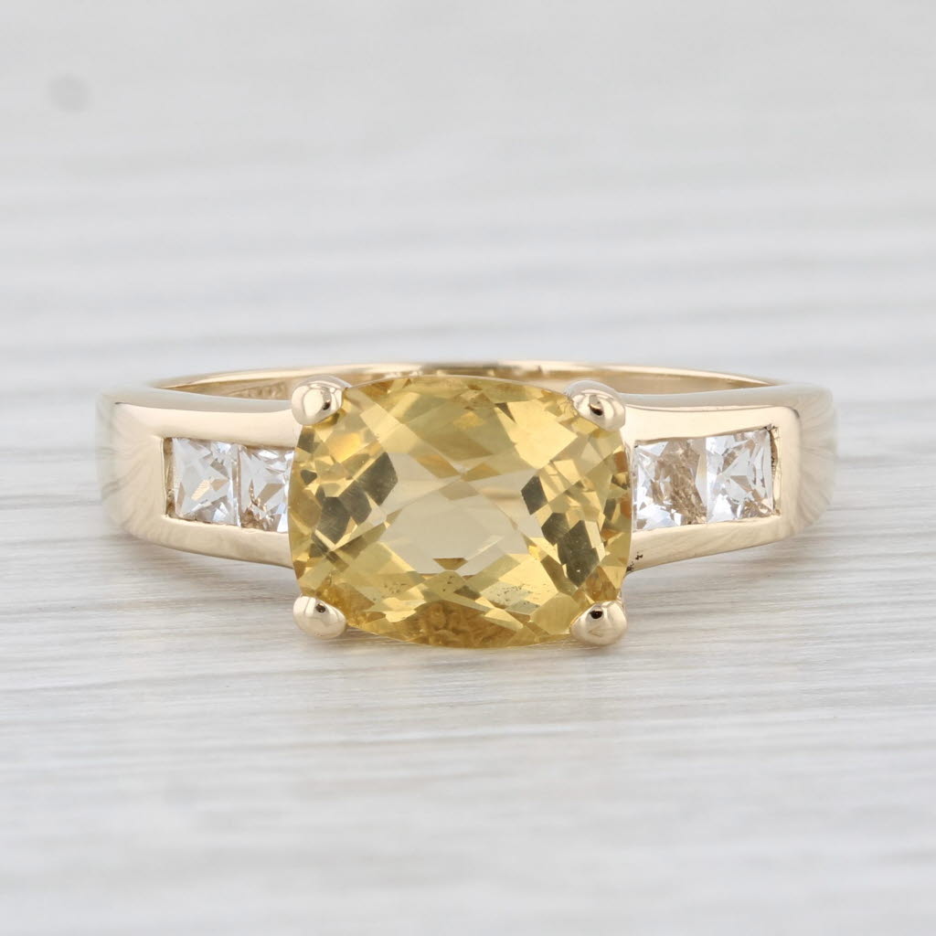 Light Gray 2.75ctw Yellow Heliodor White Goshenite Ring 14k Yellow Gold Size 8