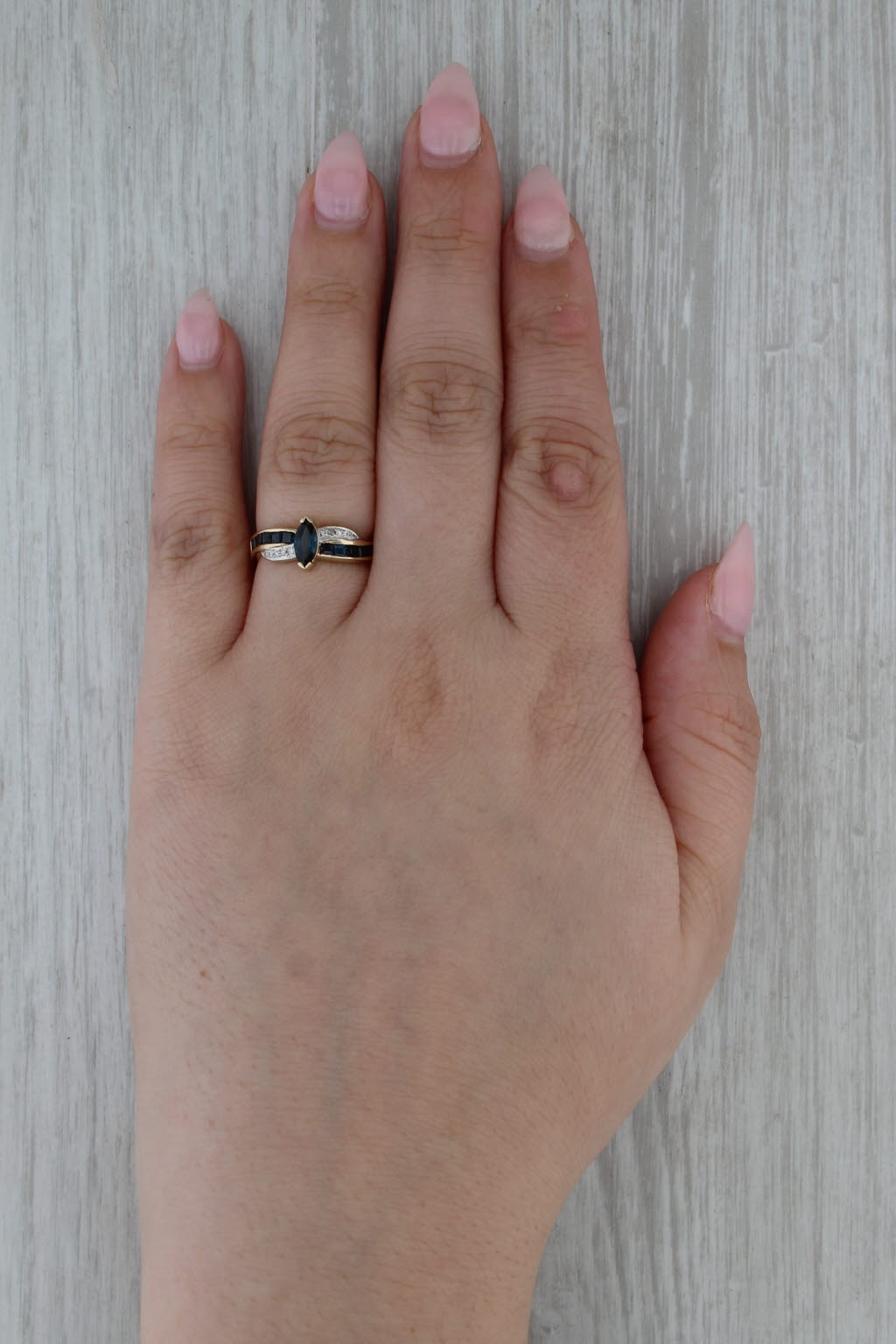 0.95ctw Blue Sapphire Diamond Ring 14k Yellow Gold Size 6.5