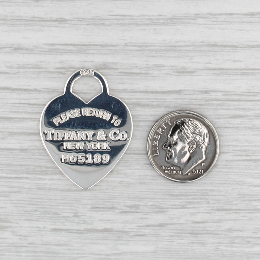 Engravable Return to Tiffany Heart Lock ID Tag Charm Sterling Silver T