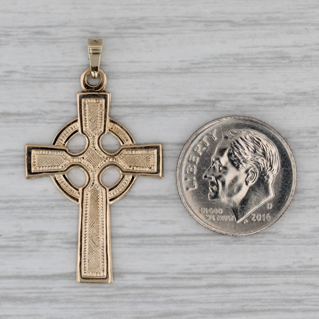 Celtic Cross Pendant 14k Yellow Gold Religious Jewelry