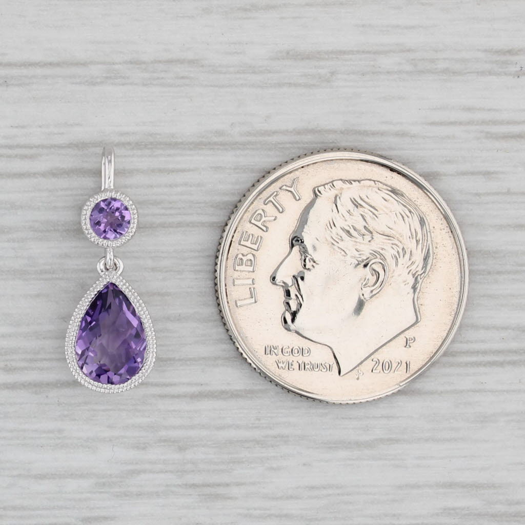 Gray New 0.79ctw Amethyst Teardrop Pendant 14k White Gold