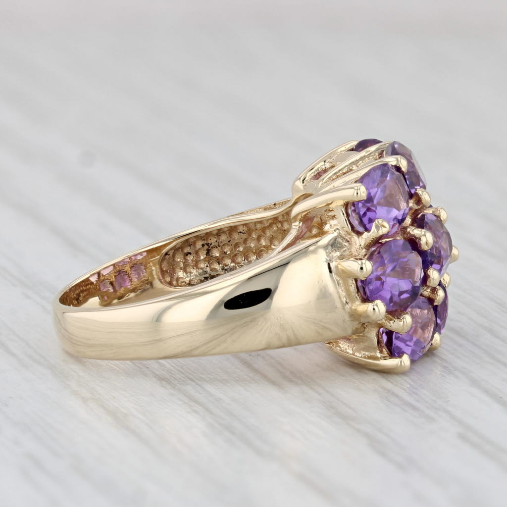 Light Gray 4.20ctw Amethyst Cluster Ring 14k Yellow Gold Size 6.25 Cocktail