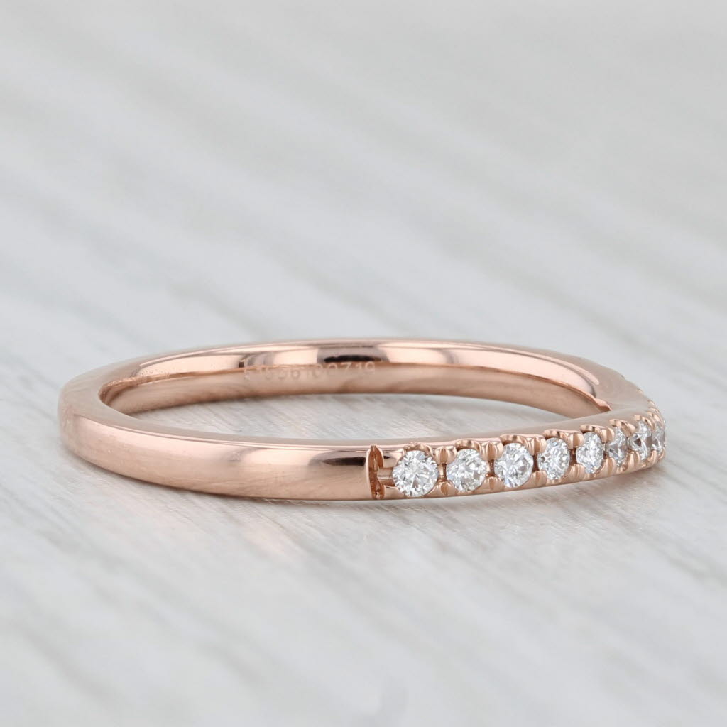 Light Gray 0.23ctw Diamond Contoured Wedding Band 14k Rose Gold Size 7 Stackable Ring