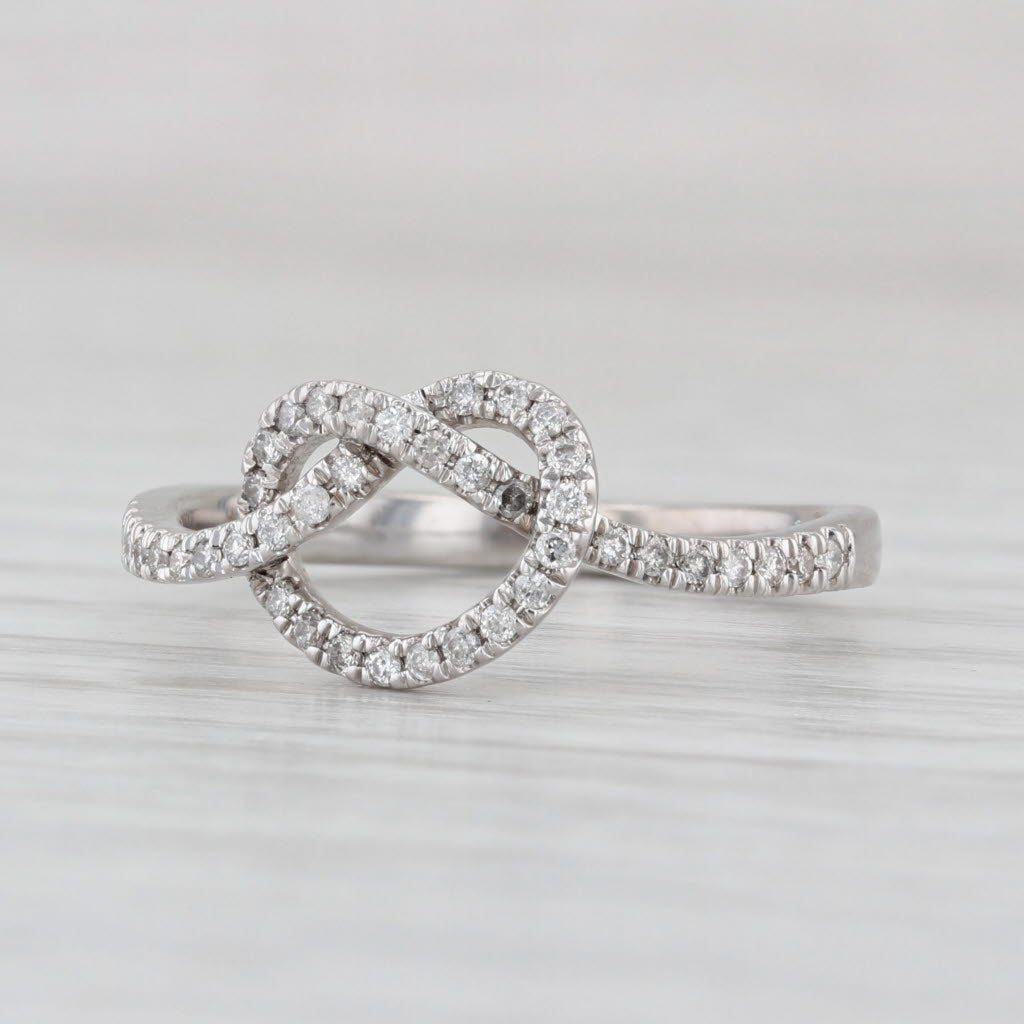 0.25ctw Diamond Preztle Knot Ring 10k White Gold Size 7.5