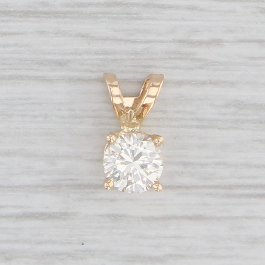 Light Gray 0.54ct Diamond Pendant 14k Yellow Gold Round Solitaire Drop