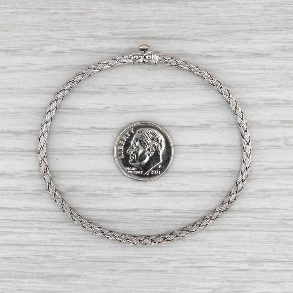 Basketweave Bangle Bracelet 18k White Gold 6.75" 2.8mm