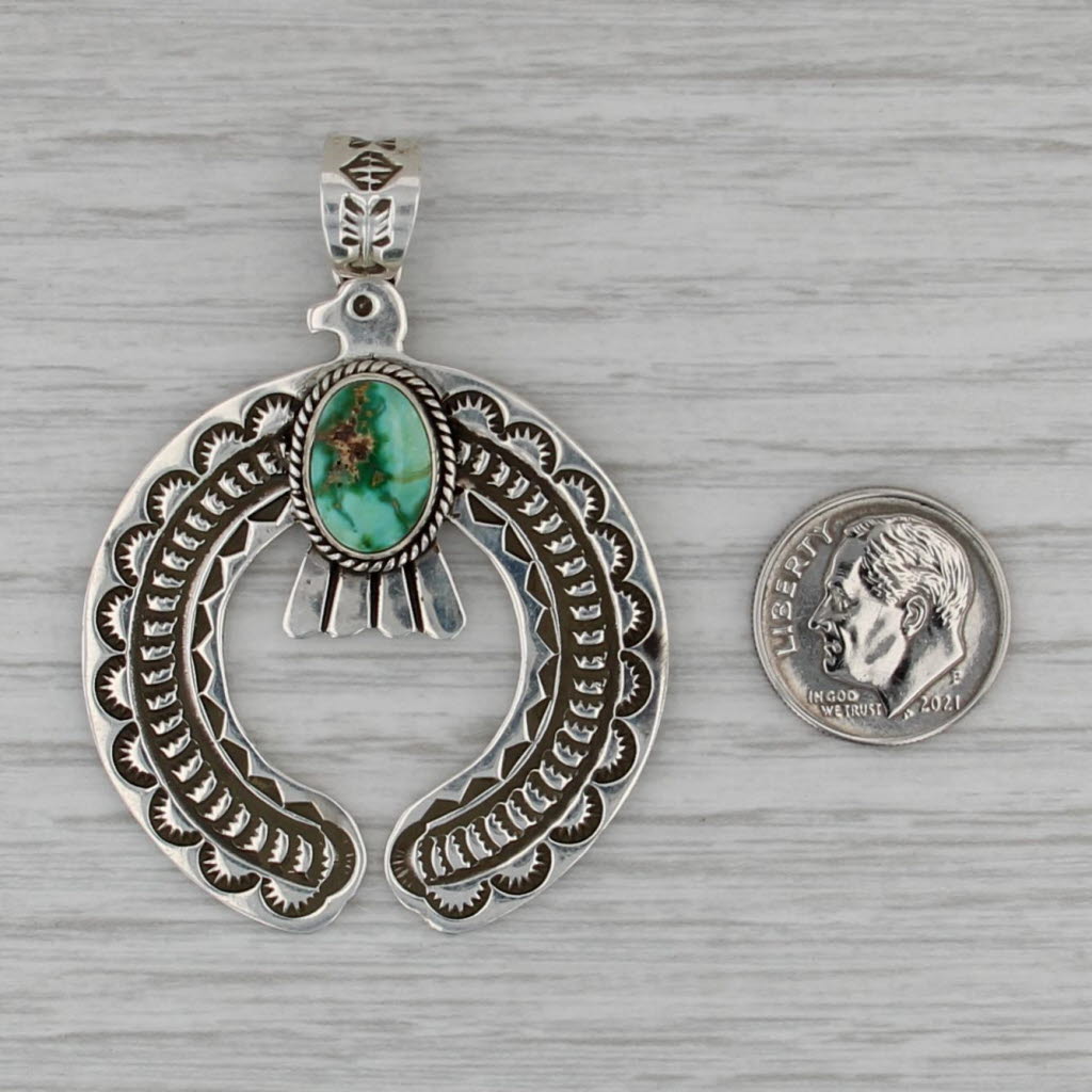 Vintage Native American Turquoise Bird Pendant Sterling Silver Donovan Cadman