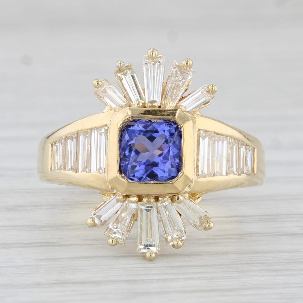 Light Gray 2.75ctw Tanzanite Diamond Ring 18k Yellow Gold Size 8.75 Cocktail