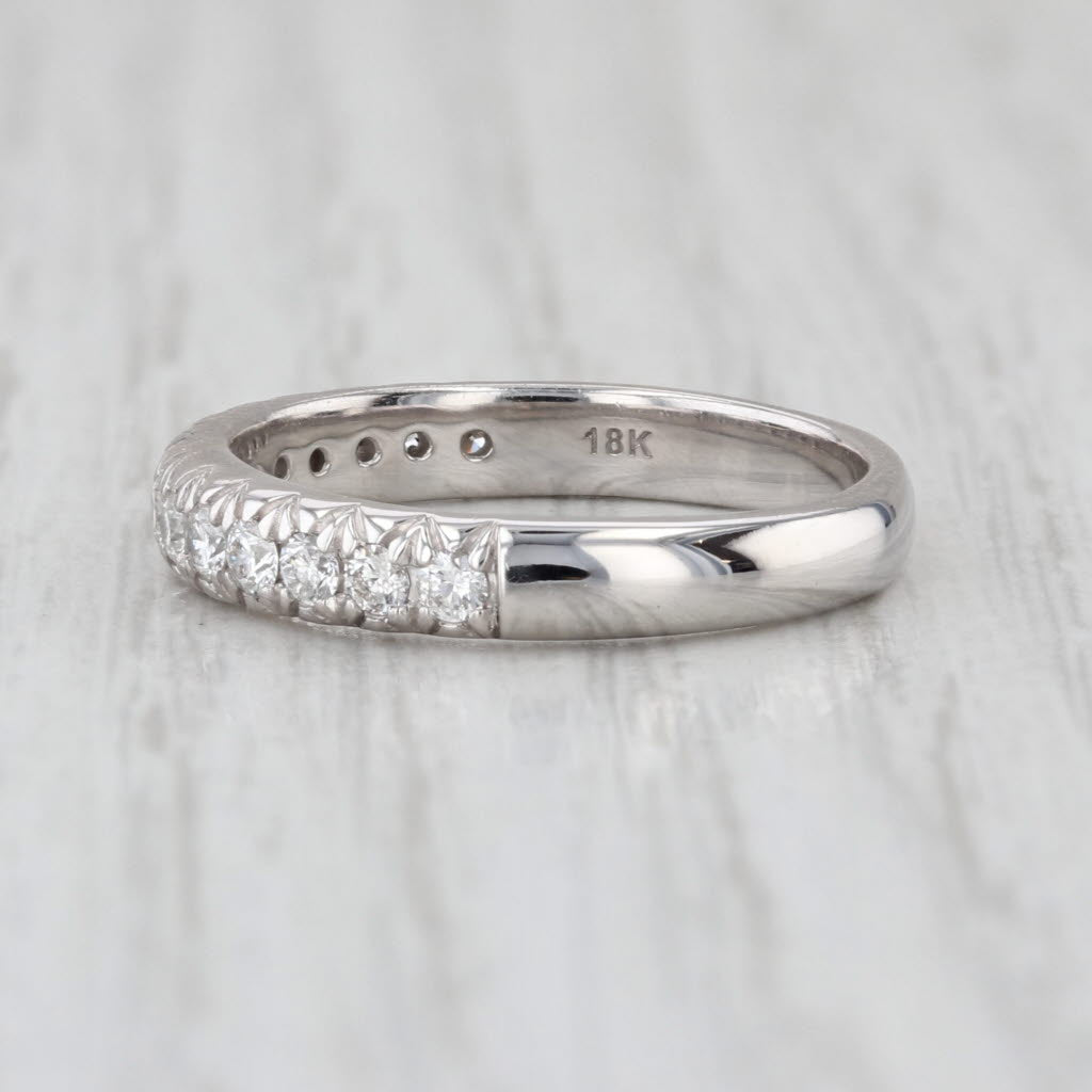 0.43ctw Diamond Wedding Band 18k White Gold Stackable Anniversary Ring Size 7
