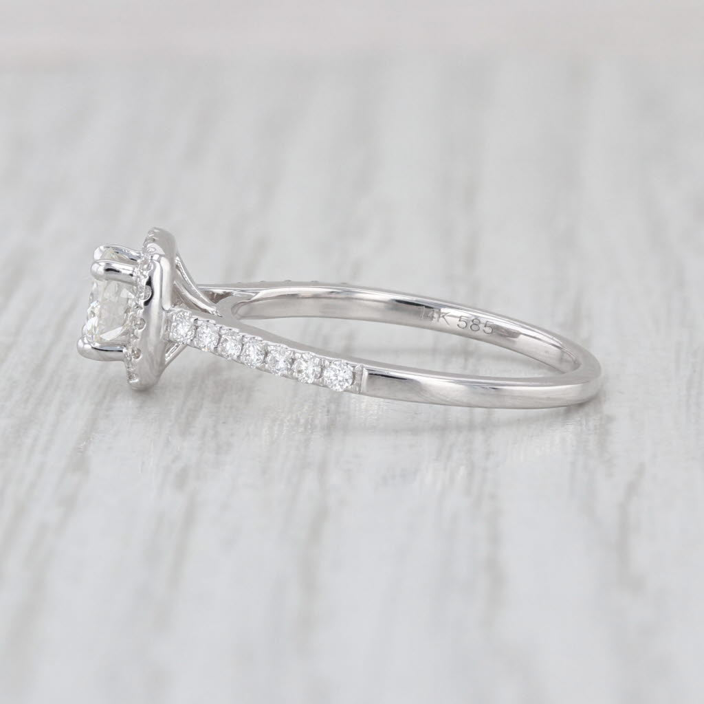 0.60ctw Round Diamond Halo Engagement Ring 14k White Gold Size 6.5